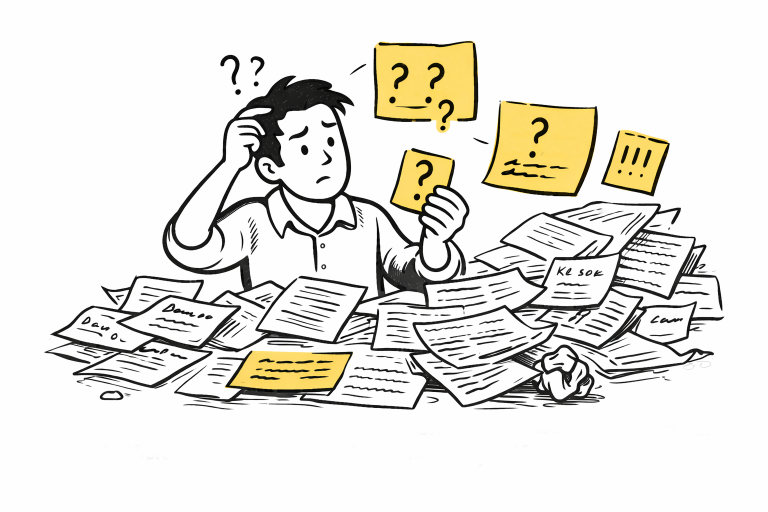 Key quotes and decisions get buried in scattered notes.